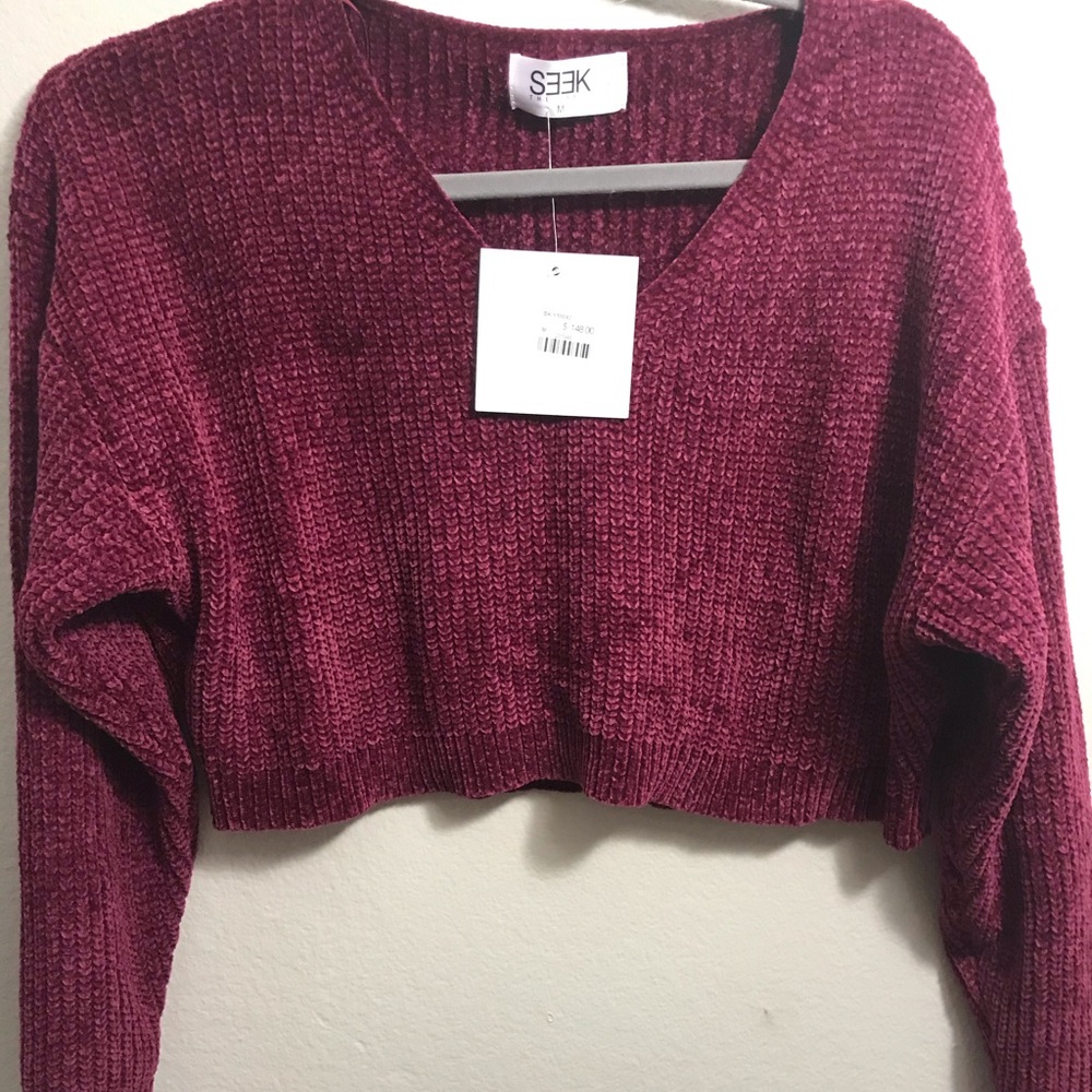 NWT🎈LF crop chenille burgundy sweater